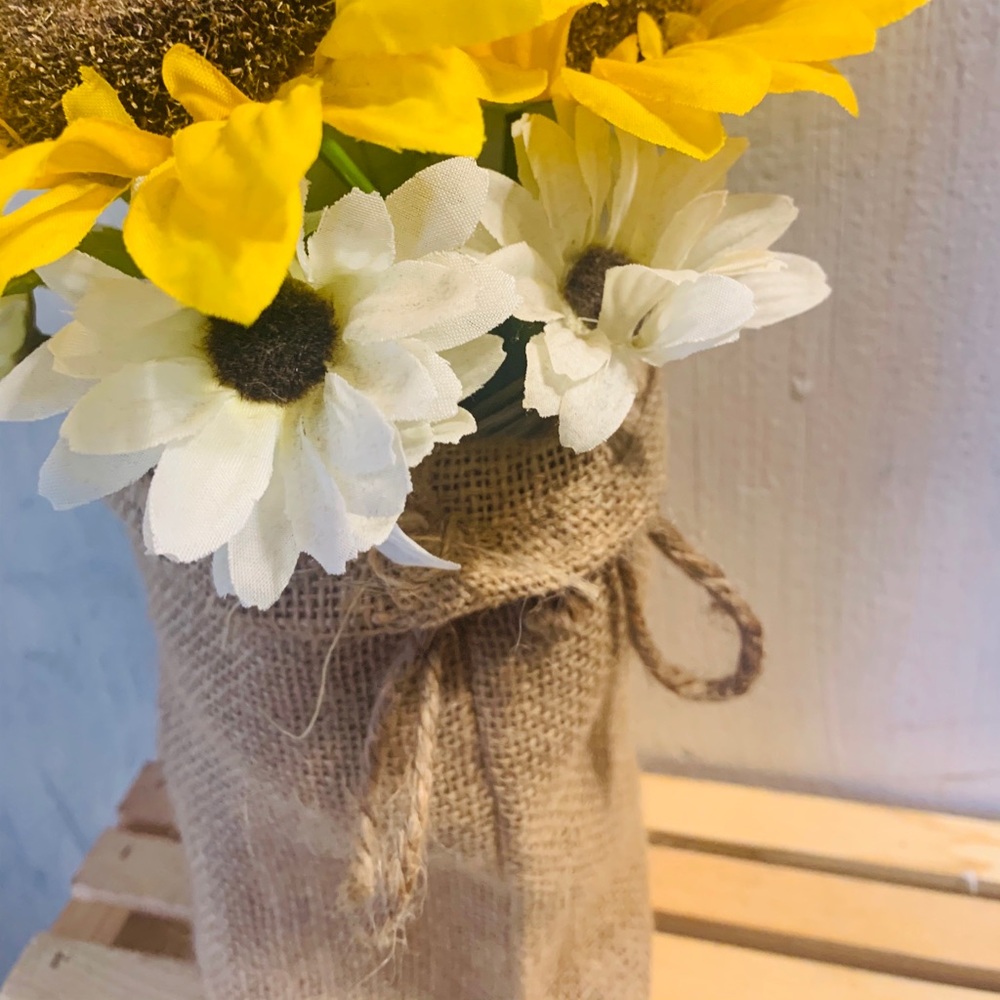 Burlap Vase Flower Arrangement